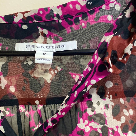 Diane Vin Furstenburg Sheer Silk Blouse - Picture 1 of 3